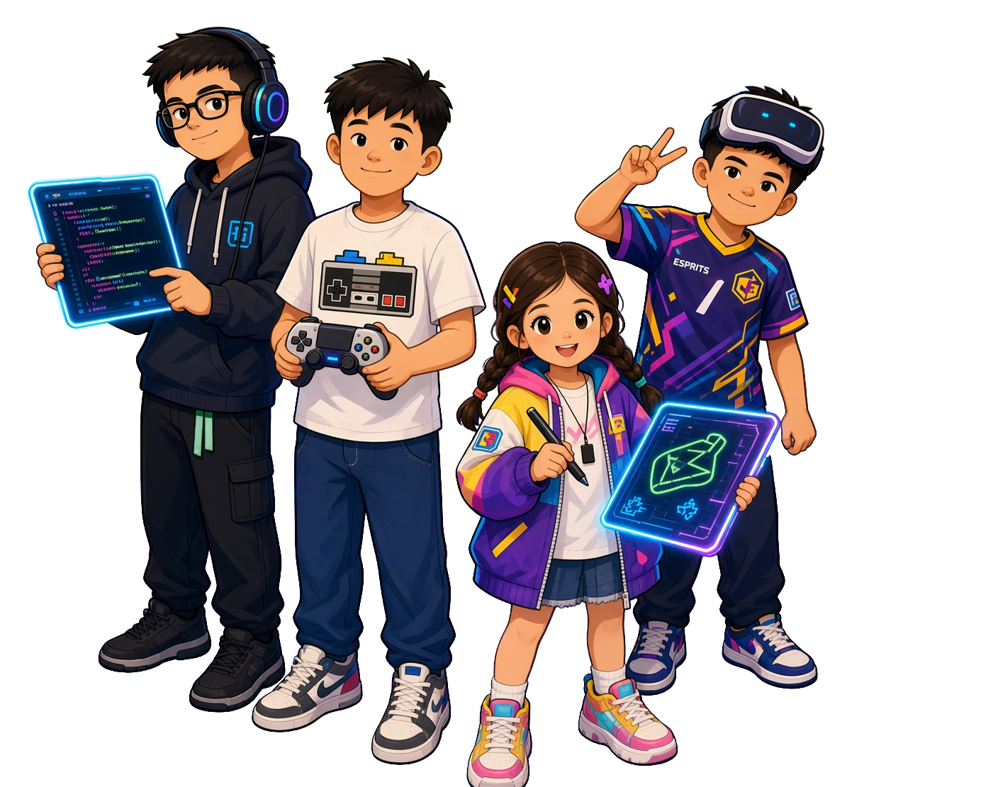 The Homack kids with their games